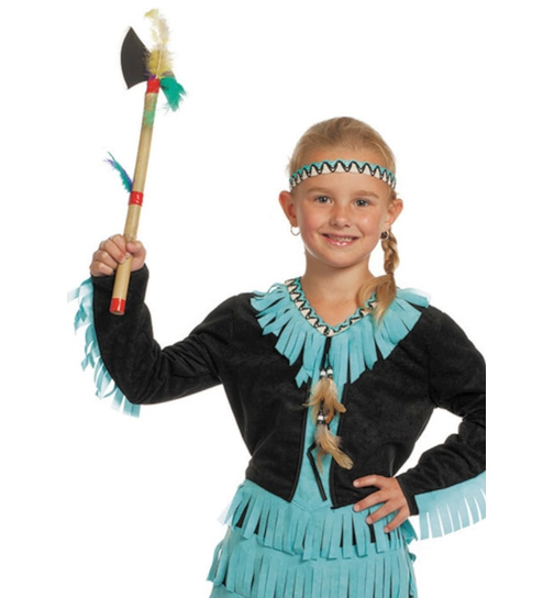 Indianerin-Mädchen-Kostüm Blau/Schwarz 140