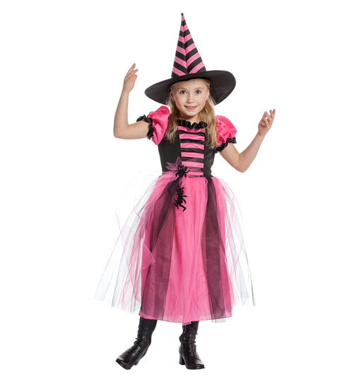 Hexen Kinderkostüm Aura für Mädchen Pink/Schwarz 104