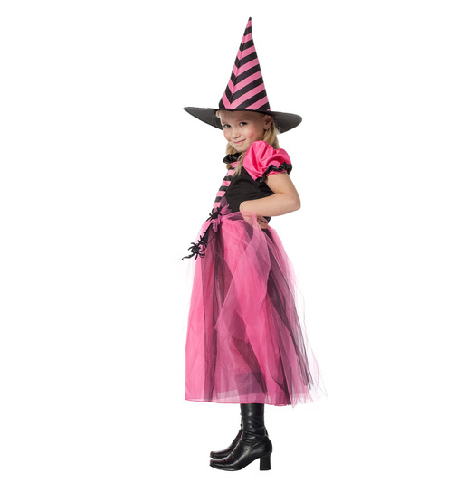 Hexen Kinderkostüm Aura für Mädchen Pink/Schwarz 140