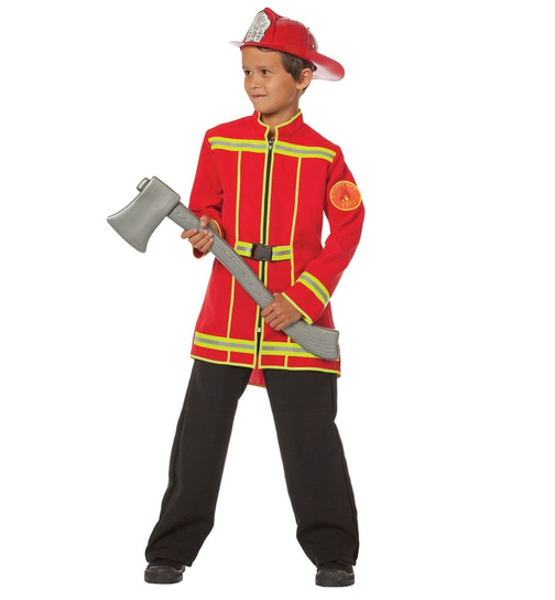 Feuerwehrmann-Kinder-Kostüm Rot 140