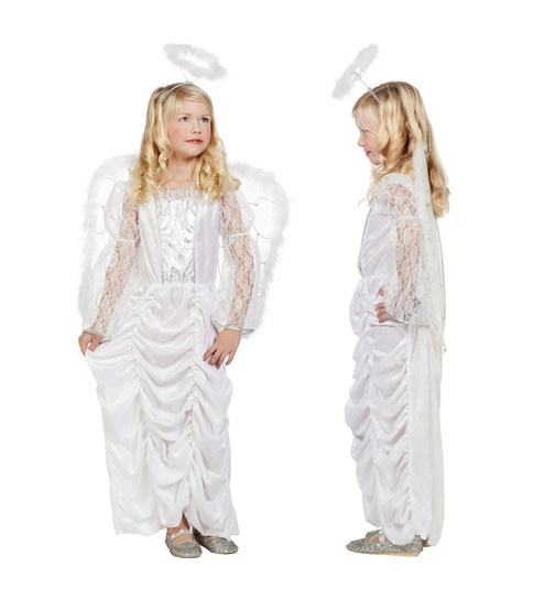 Langes Engel Kostüm für Mädchen Weiß 116