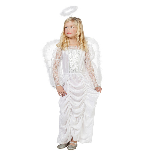 Langes Engel Kostüm für Mädchen Weiß 116