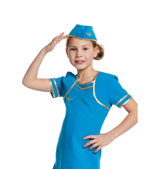 Stewardess-Mädchen-Kostüm Blau 128