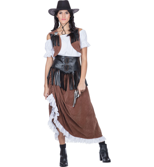 Western Kostm Cowboy Cowgirl Sheriff Wilder Westen Damen Karneval Fasching Set