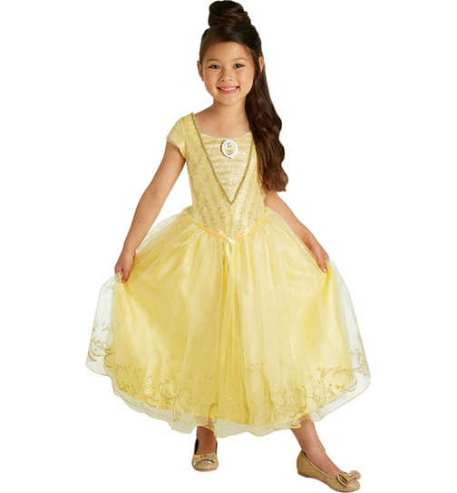 Disney Belle Kostm Schne Biest Prinzessin Gold Mrchen Kleid Karneval Fasching
