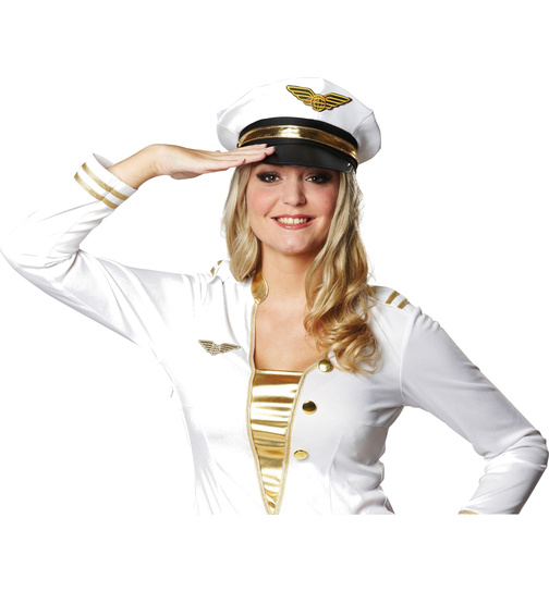 Pilotenmtze Mtze Kappe Pilot Captain Kopfbedeckung Hut Haube Karneval Fasching